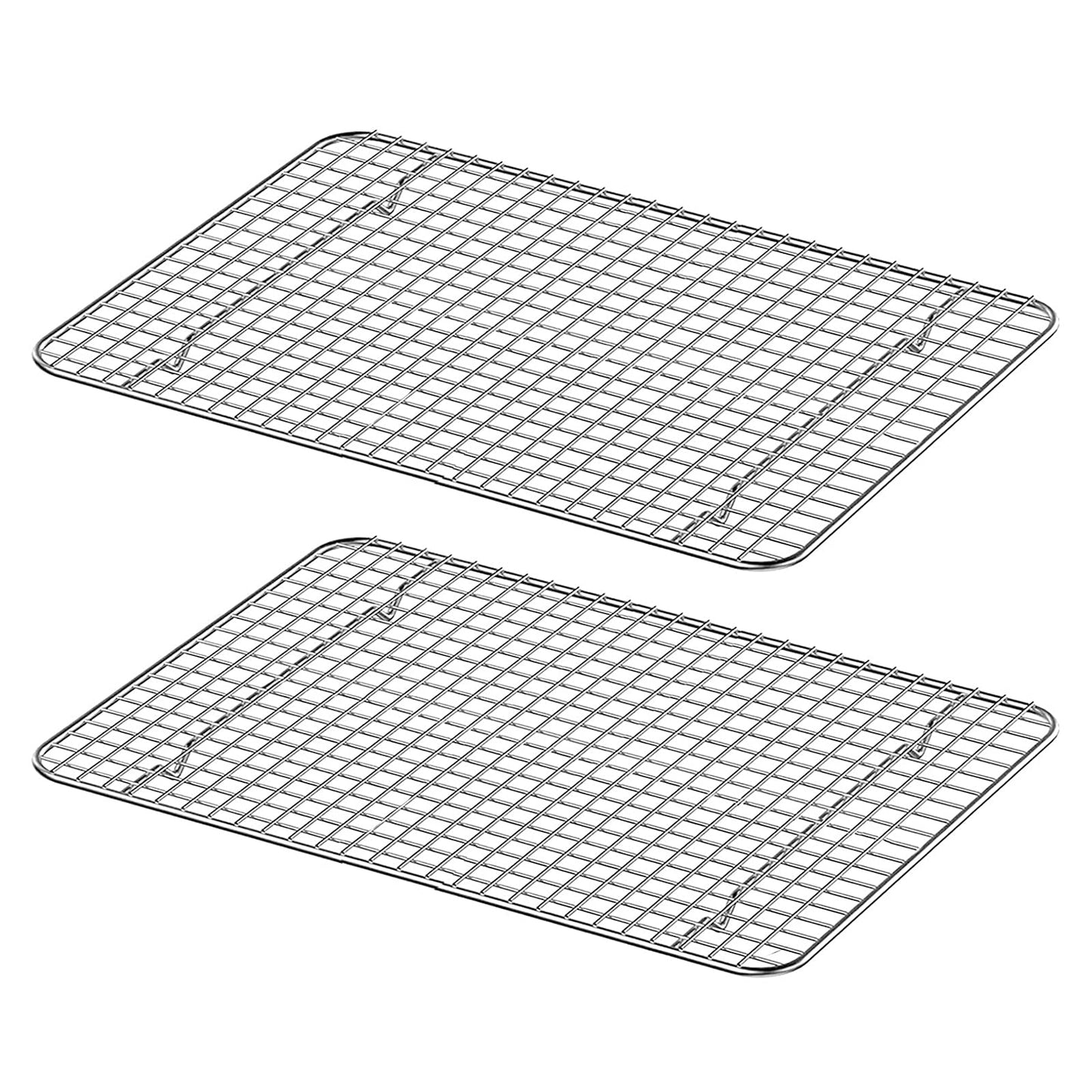 Luvan 2-Pack 100% 304(18/10) Stainless Steel Roasting & Cooling Rack,10”x15“(25*38cm)Fits Jelly Roll Pan ,Oven Safe & Rust-Proof Fits Cooking, Baking.Heavy Duty & Non-Stick Fits Cooling Cookies, Cake