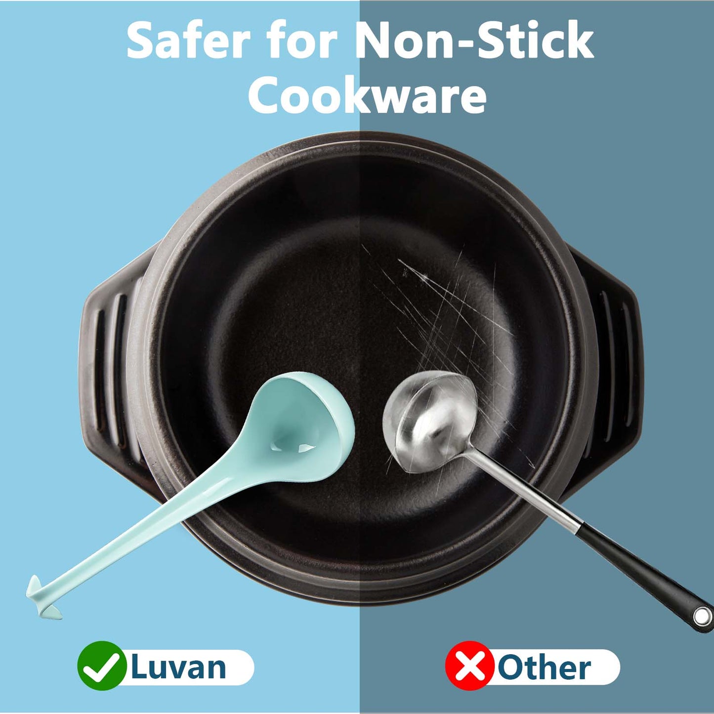 Luvan 2 Pack Whale Soup Ladle & Slotted Strainer Sets with Base