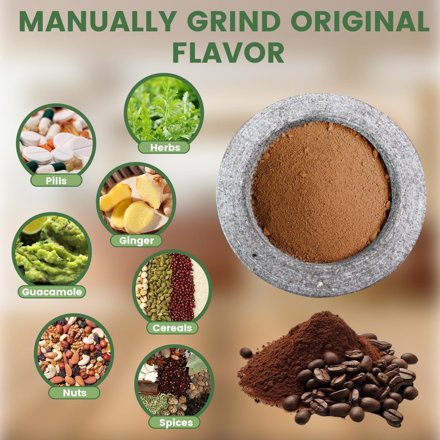 Luvan Mortar and Pestle Set,100% Granite,2 Cups polished Granite Mortar and Pestle, Fresh Guacamole, Salsa Grinding Guacamole,Salsa and Pesto,Kitchen Cooking Accessories, Non-Slip Mat-Grey/2Cup