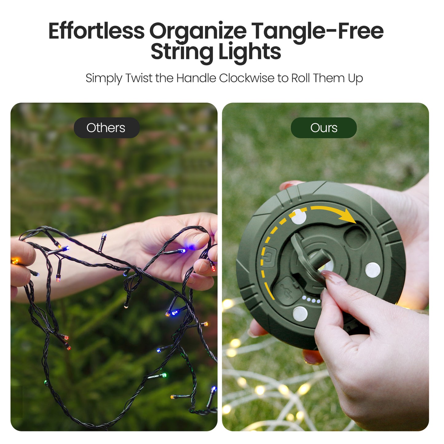 Camping String Lights, 2 in 1 String Lights with 8 Adjustable Modes, LED Camping Lantern Rechargeable