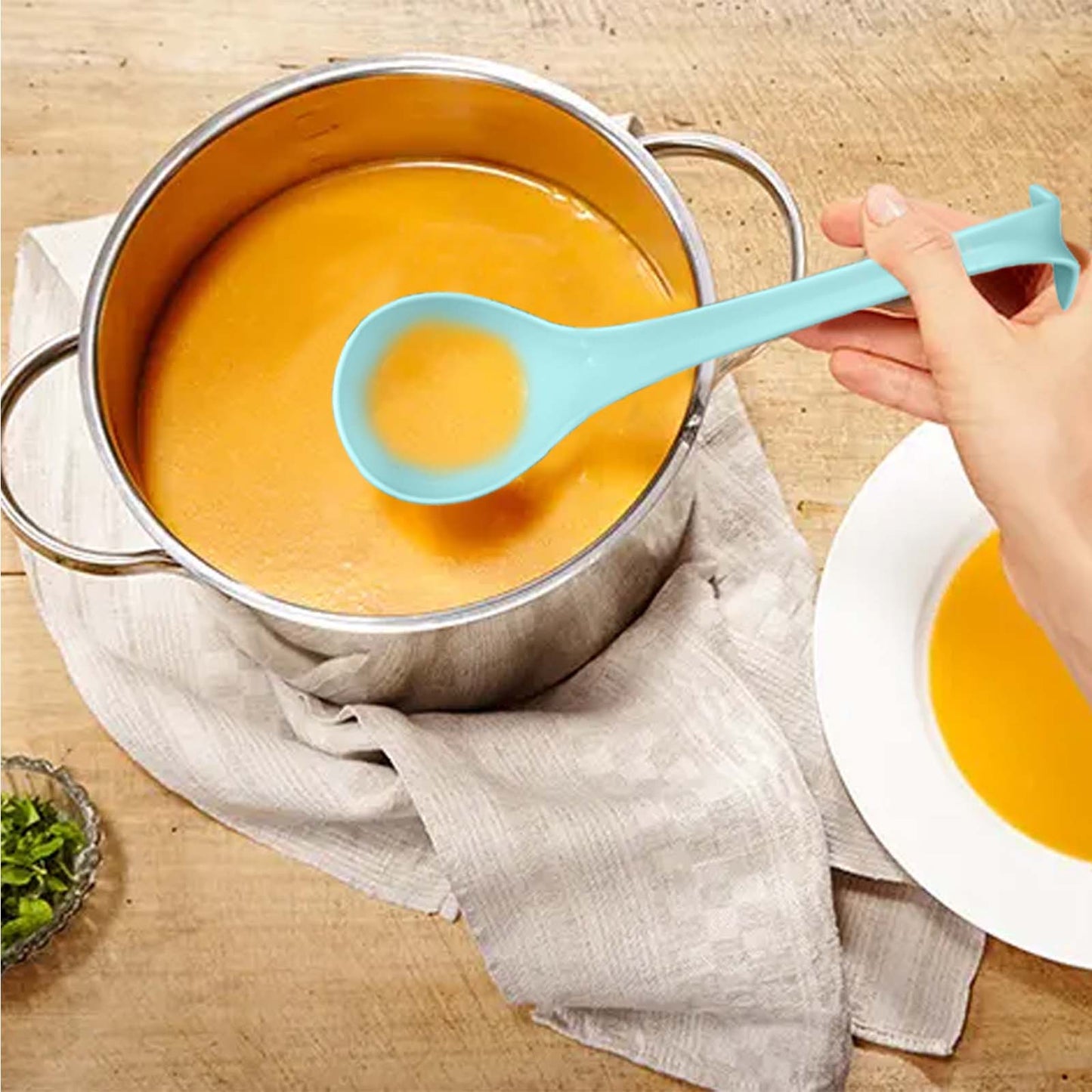 Luvan 2 Pack Whale Soup Ladle & Slotted Strainer Sets with Base