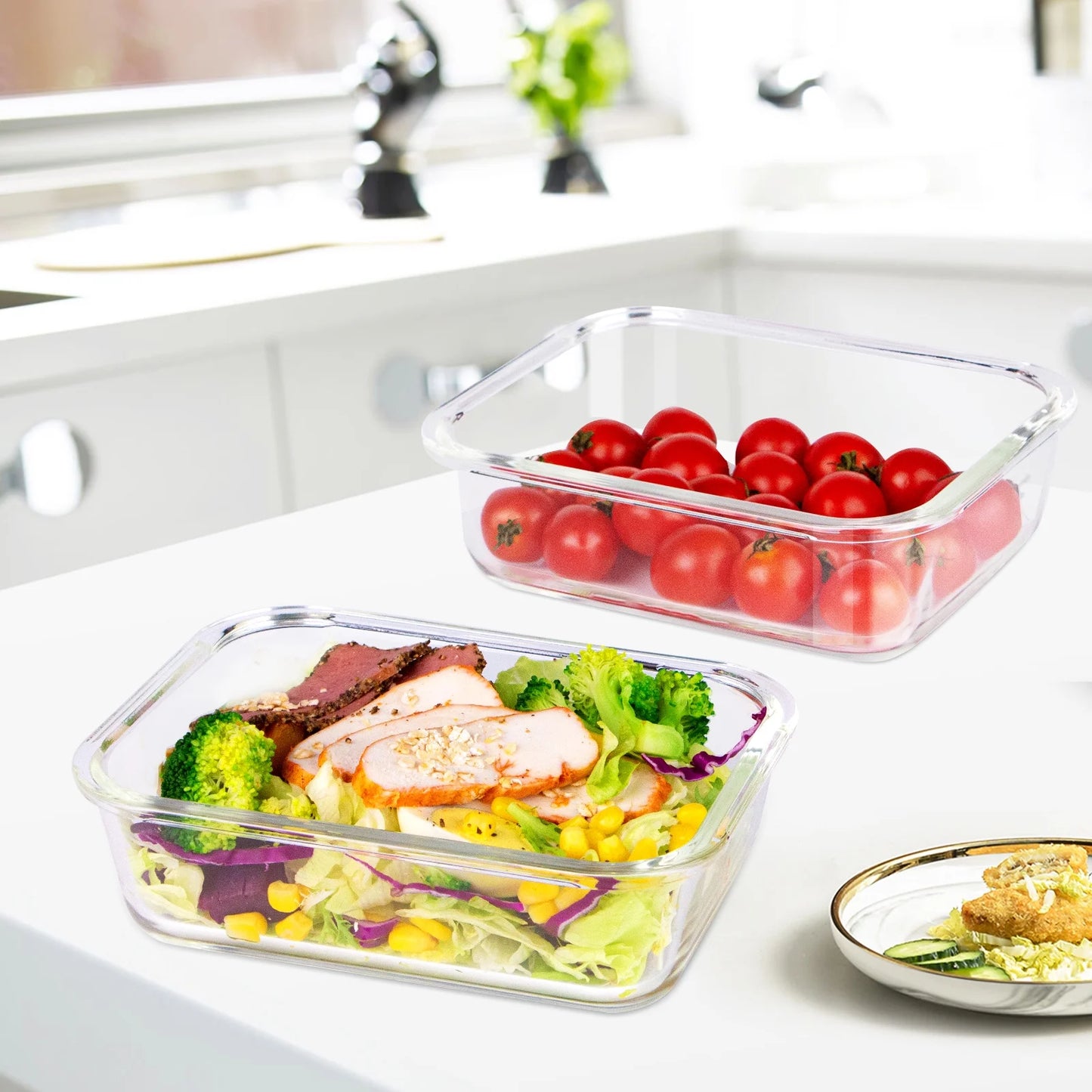 1040ML Glass Container with Lid 2 Pack,Meal Prep Glass Food Storage Containers Glass Lunch Boxes