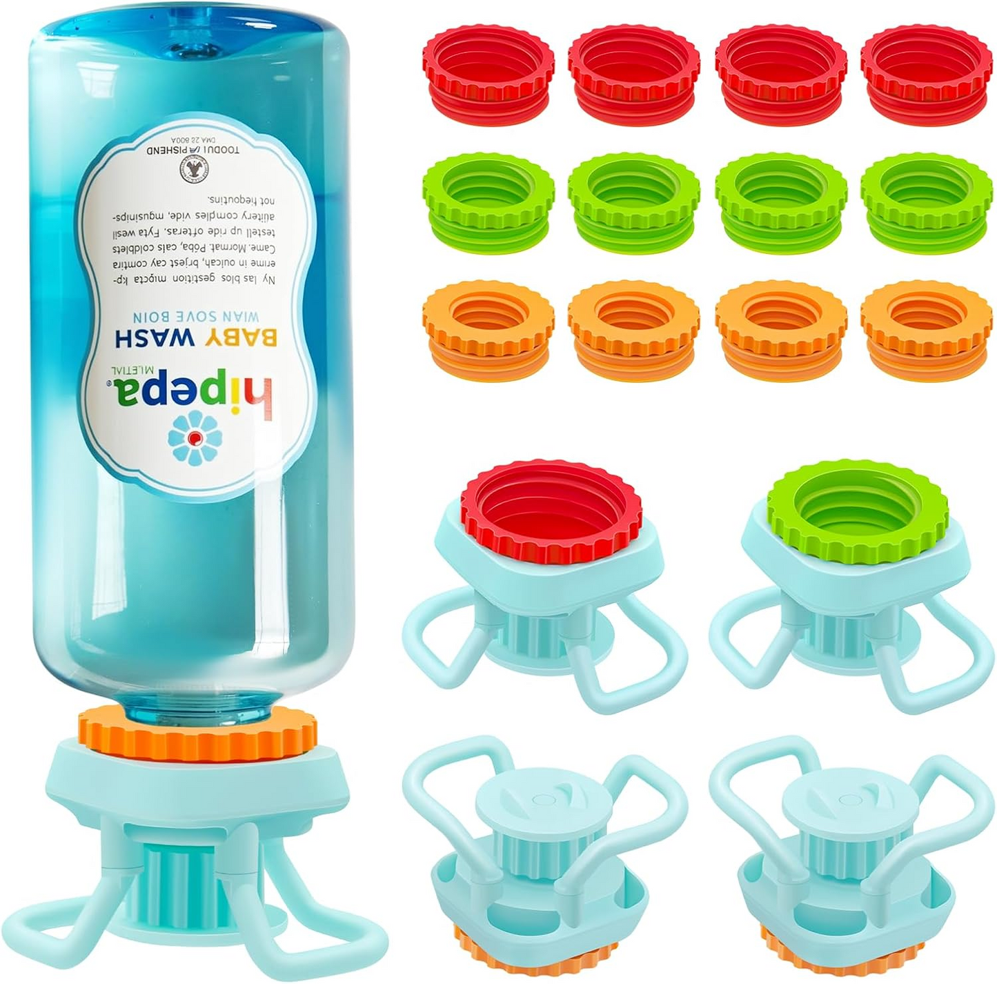Luvan 4-Pack Bottle Emptying Kit – Universal Inverted Bottle Emptying Cap No Waste Fits Most Bottles Upside Down Bottle Holder for Kitchen & Bathroom Get Every Drop of Shampoo, Lotion, Sauces, Mustard
