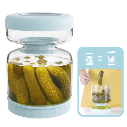 Pickle Jar with Strainer Flip,51oz Glass Pickle Container with Strainer