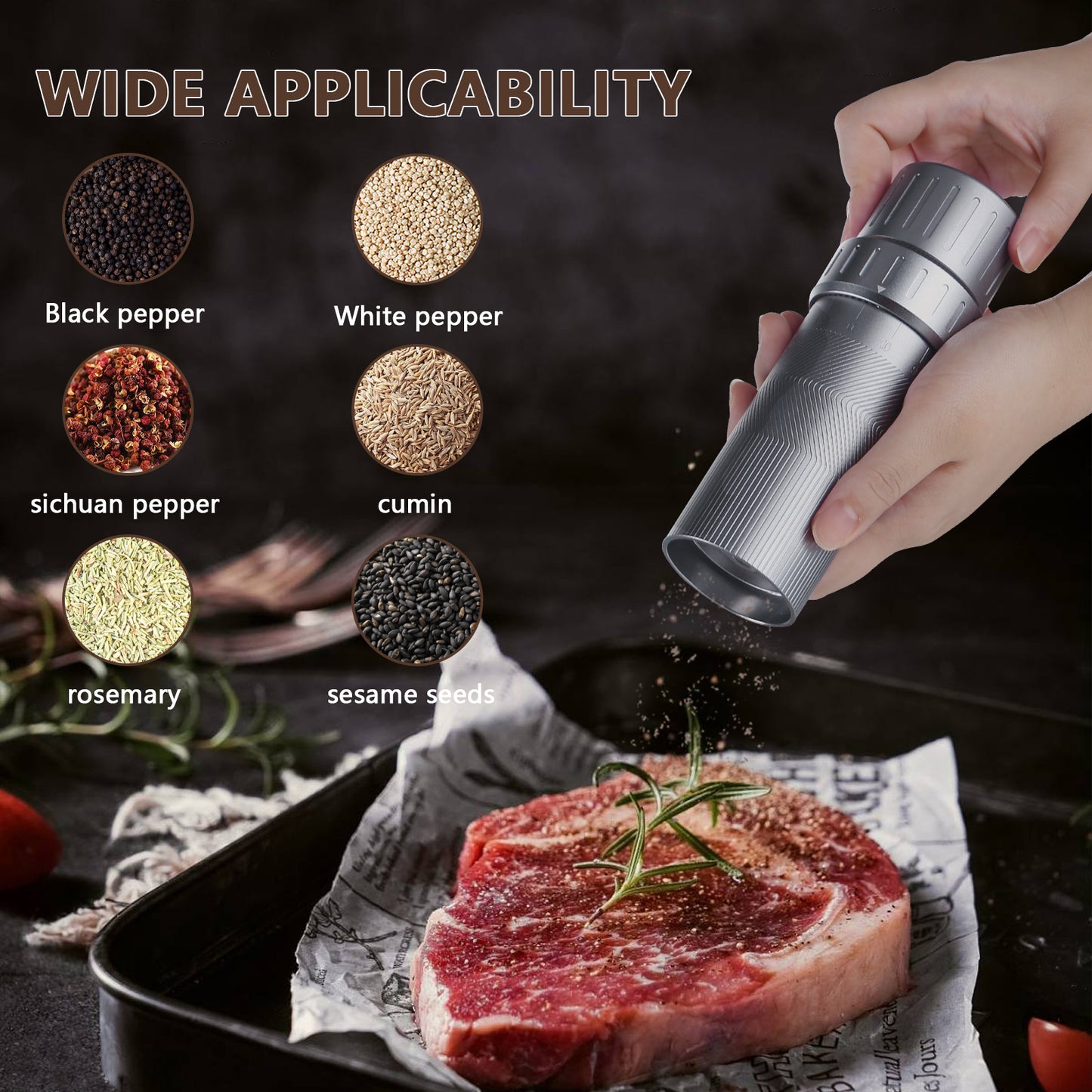 Professional Pepper Grinder Mill,Heavy Duty High Output Aluminum Pepper Mill