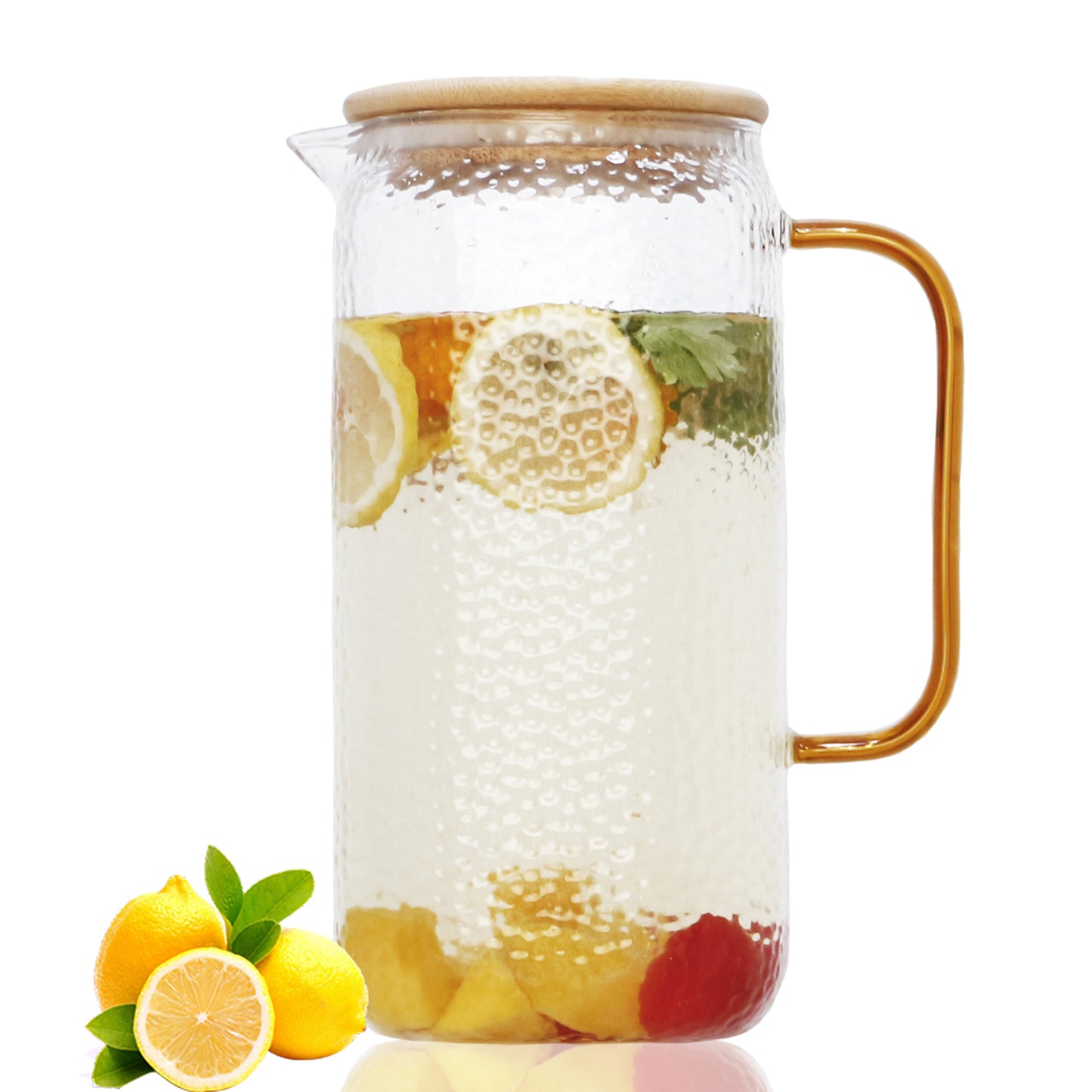 Glass Pitcher, 68oz Water Pitcher with Lid and Spout