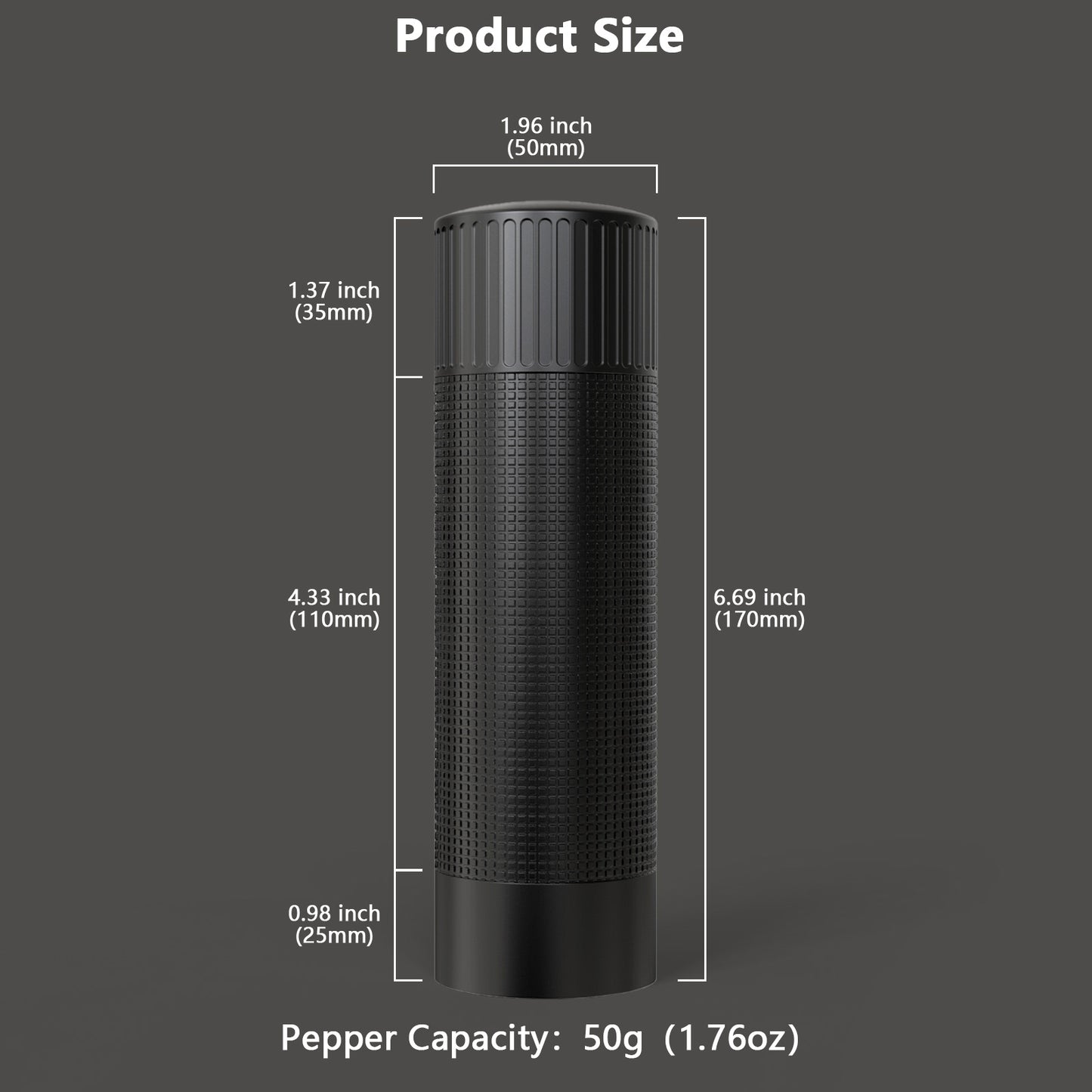 Professional Pepper Grinder Mill,Heavy Duty High Output Aluminum Pepper Mill