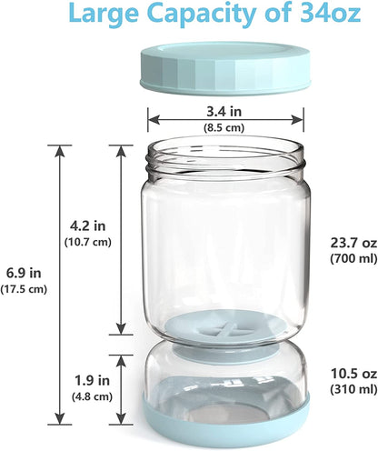 Glass Pickle Jar, 34oz Olive Hourglass Jar with Strainer