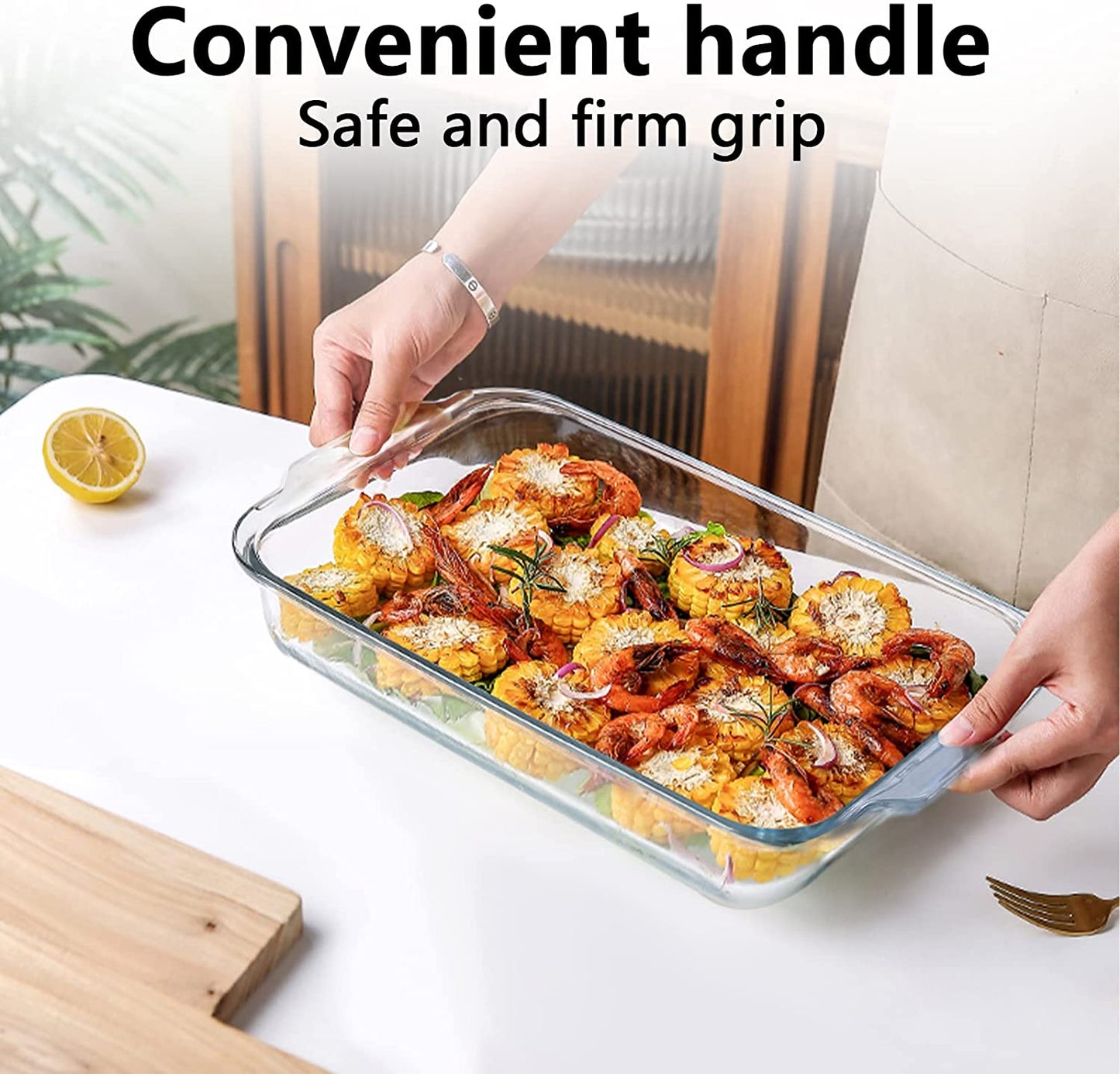 Glass Baking Dish Set with Lids,Rectangular Glass Baking Pans,Stackable Glass Casserole Dish